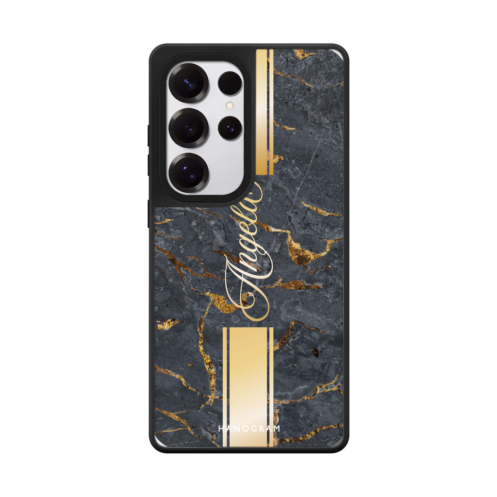 Custom Luxury Gold Marble Samsung Galaxy S25 S24 S23 Ultra mirror case, front view