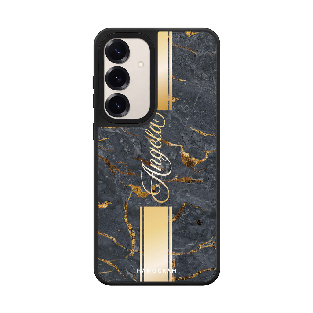Custom name Luxury Gold Marble Samsung Galaxy mirror case front view
