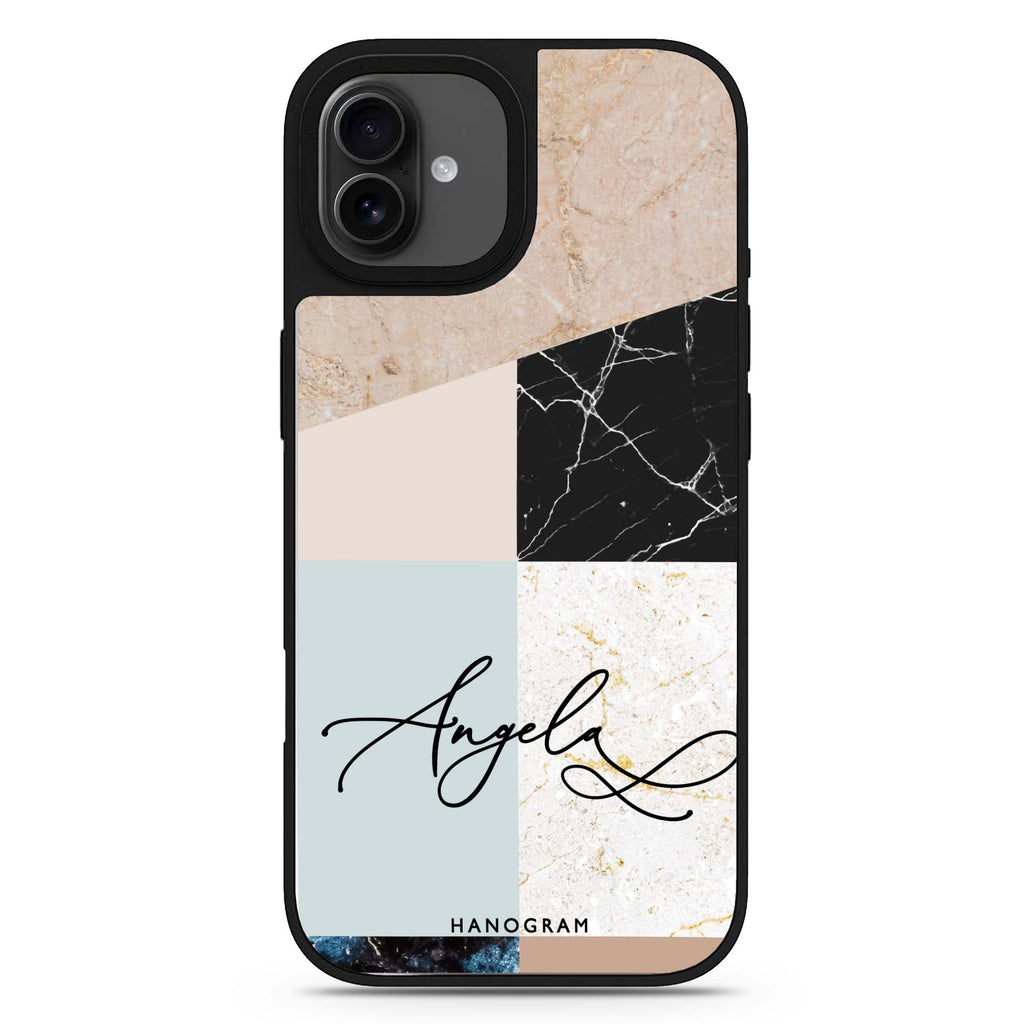 Marble Abstract V personalized name iPhone 17 mirror case