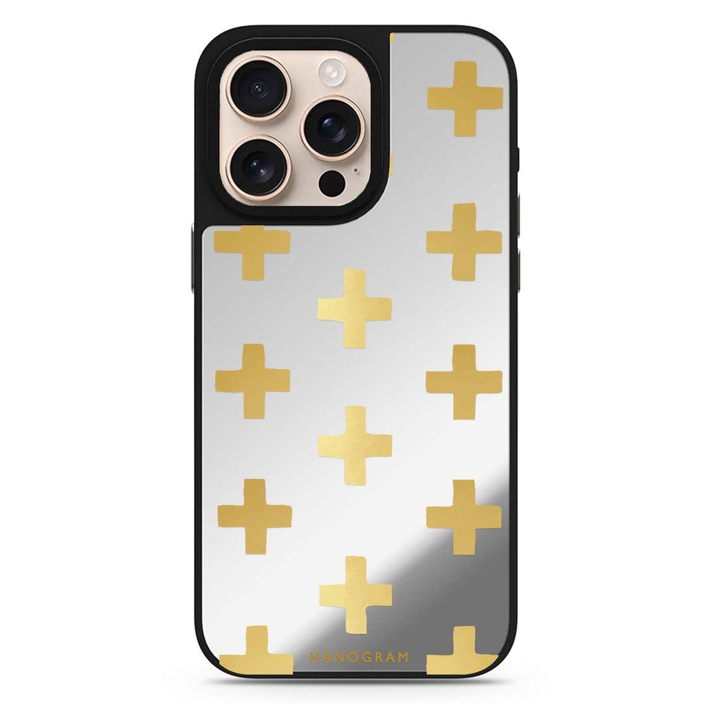 Gold Grid color-inspired design iPhone 16/15/14 Pro Max & Pro mirror case