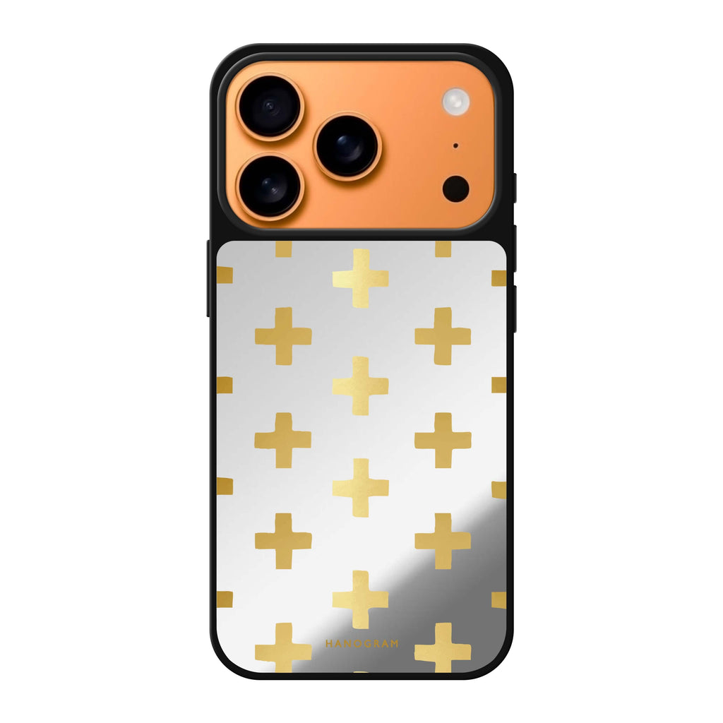Gold Grid gold pattern geometric iPhone 17 Pro Max mirror case