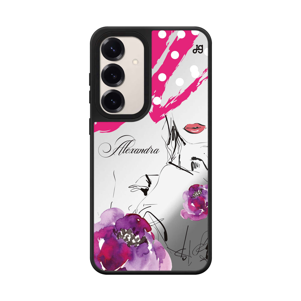 Custom name Floral Makeup Samsung Galaxy mirror case front view