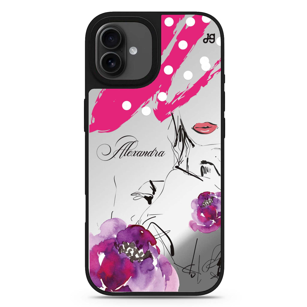 Floral Makeup personalized name fashion design iPhone 17 mirror case