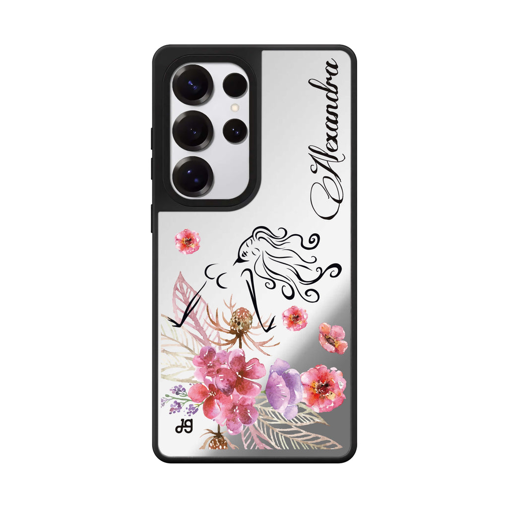 Custom Floral Fairy I Samsung Galaxy S25 S24 S23 Ultra mirror case, front view