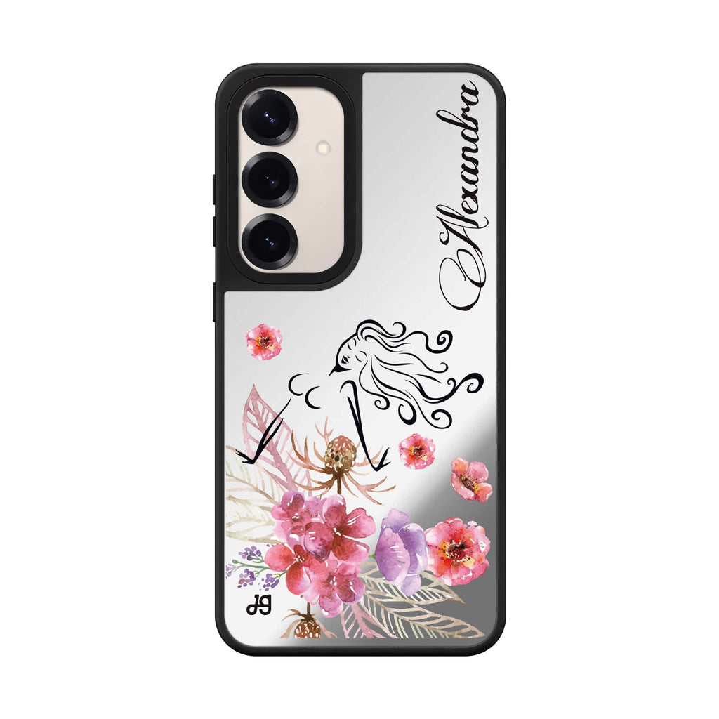 Custom name Floral Fairy I Samsung Galaxy mirror case front view
