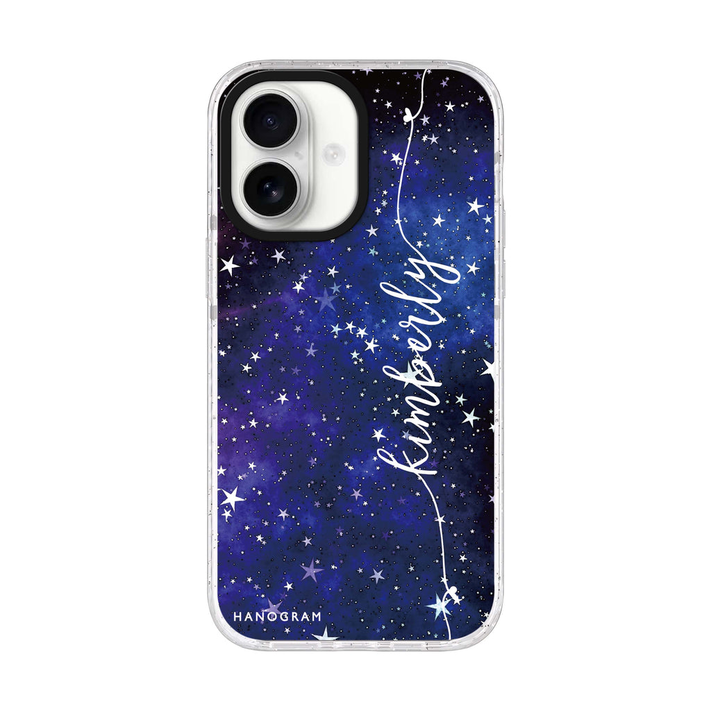 Stardust personalized name iPhone 17 ultra clear MagSafe case, front product view