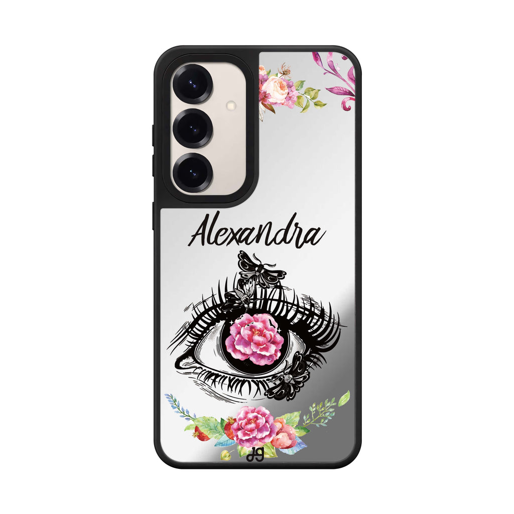 Custom name Flower in Eye Samsung Galaxy mirror case front view