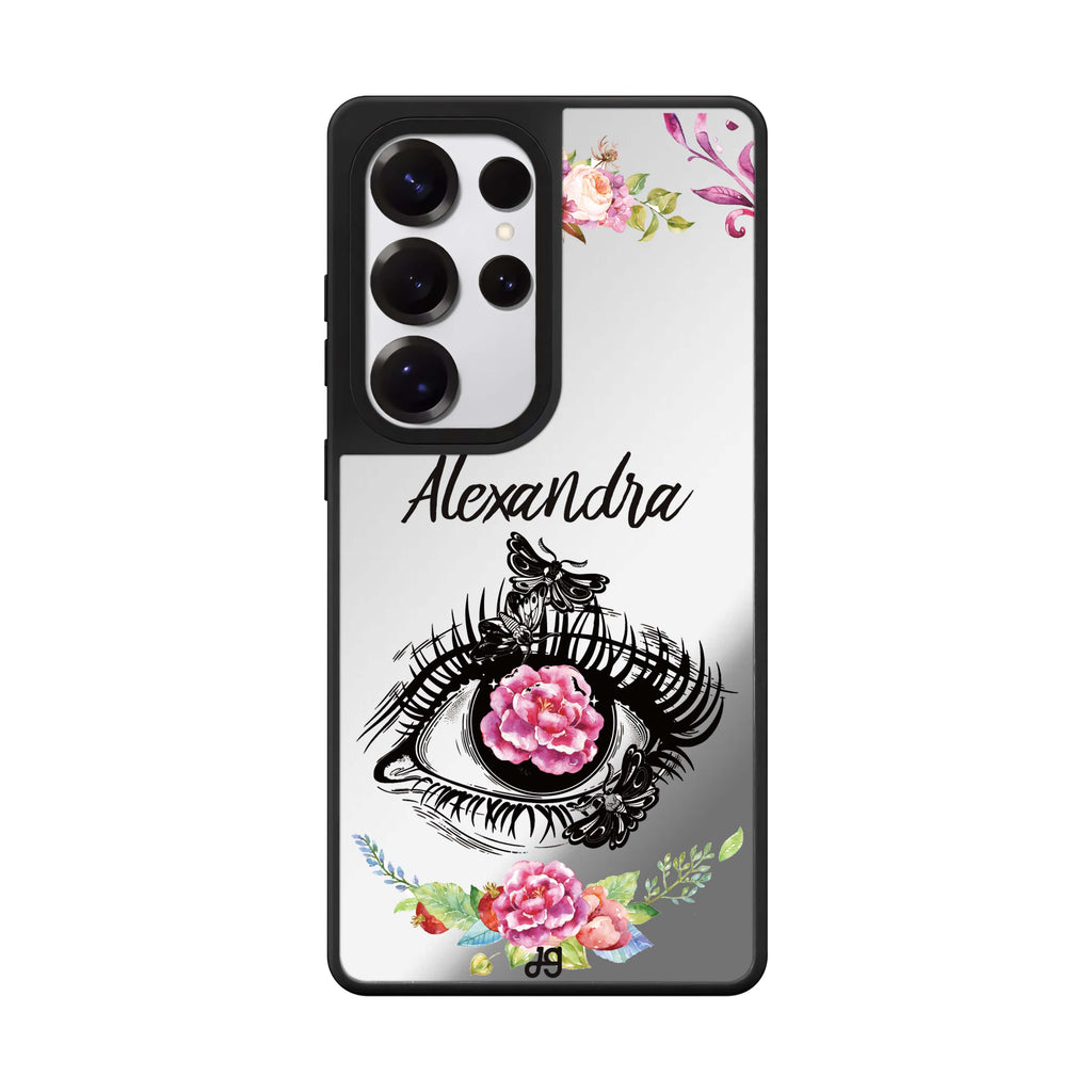 Custom Flower In Eye Samsung Galaxy S25 S24 S23 Ultra mirror case, front view