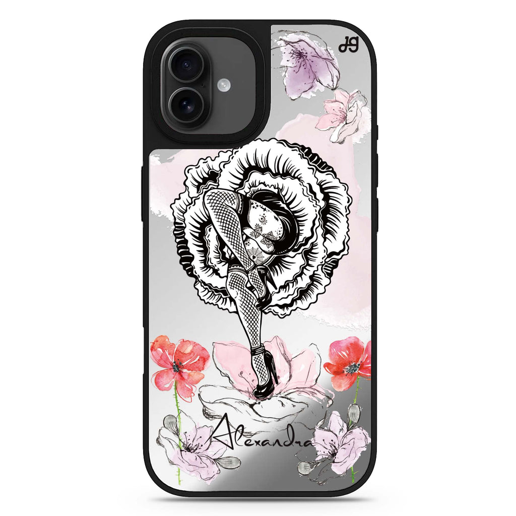 Dancing Flora personalized name iPhone 17 mirror case