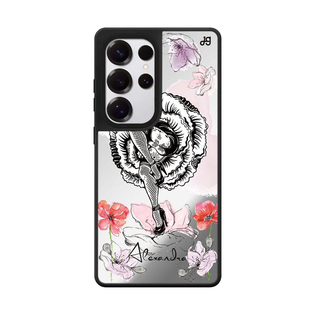 Custom Dancing Flora Samsung Galaxy S25 S24 S23 Ultra mirror case, front view