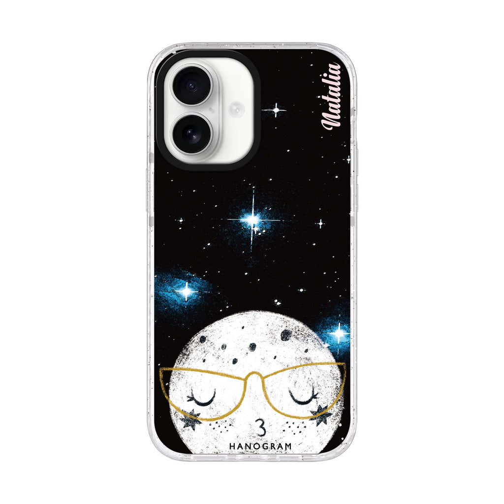 Glasses Moon personalized name iPhone 17 ultra clear MagSafe case, front product view