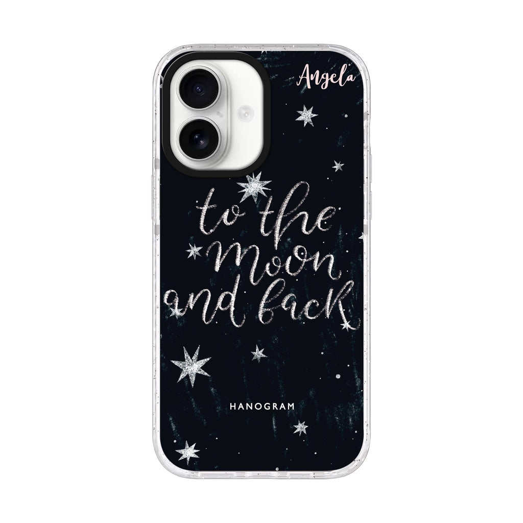 To the moon and back personalized name iPhone 17 ultra clear MagSafe case, front product view