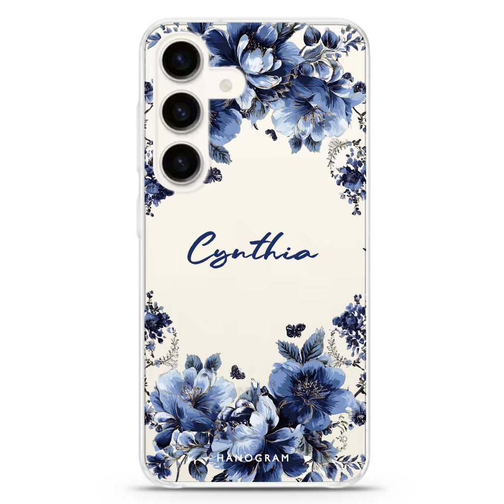 Blue Blossom Frame Samsung Galaxy Ultra Clear Case