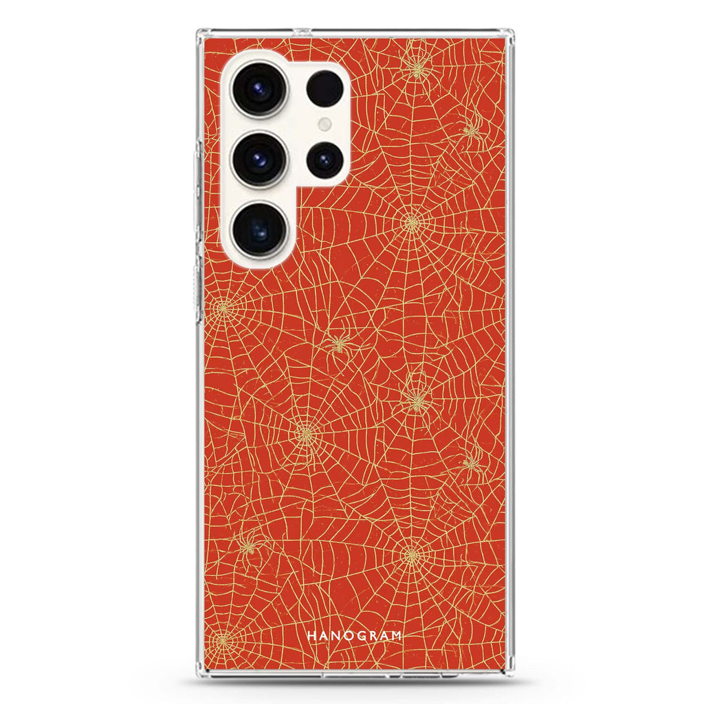 Gilded Spider Silk Samsung Galaxy Ultra Clear Case — front view