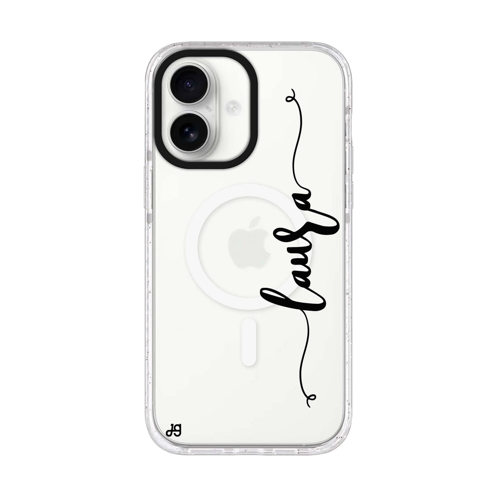 Glamorous personalized name iPhone 17 ultra clear MagSafe case, front product view