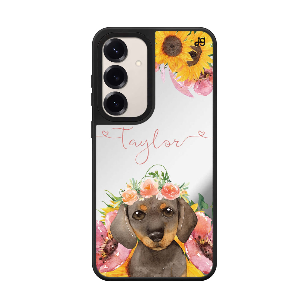 Sunflower Puppy Mirror Case