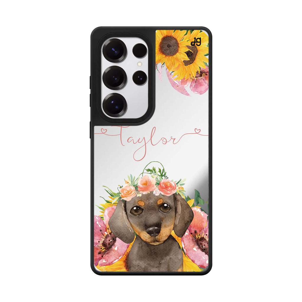 Sunflower Puppy Mirror Case