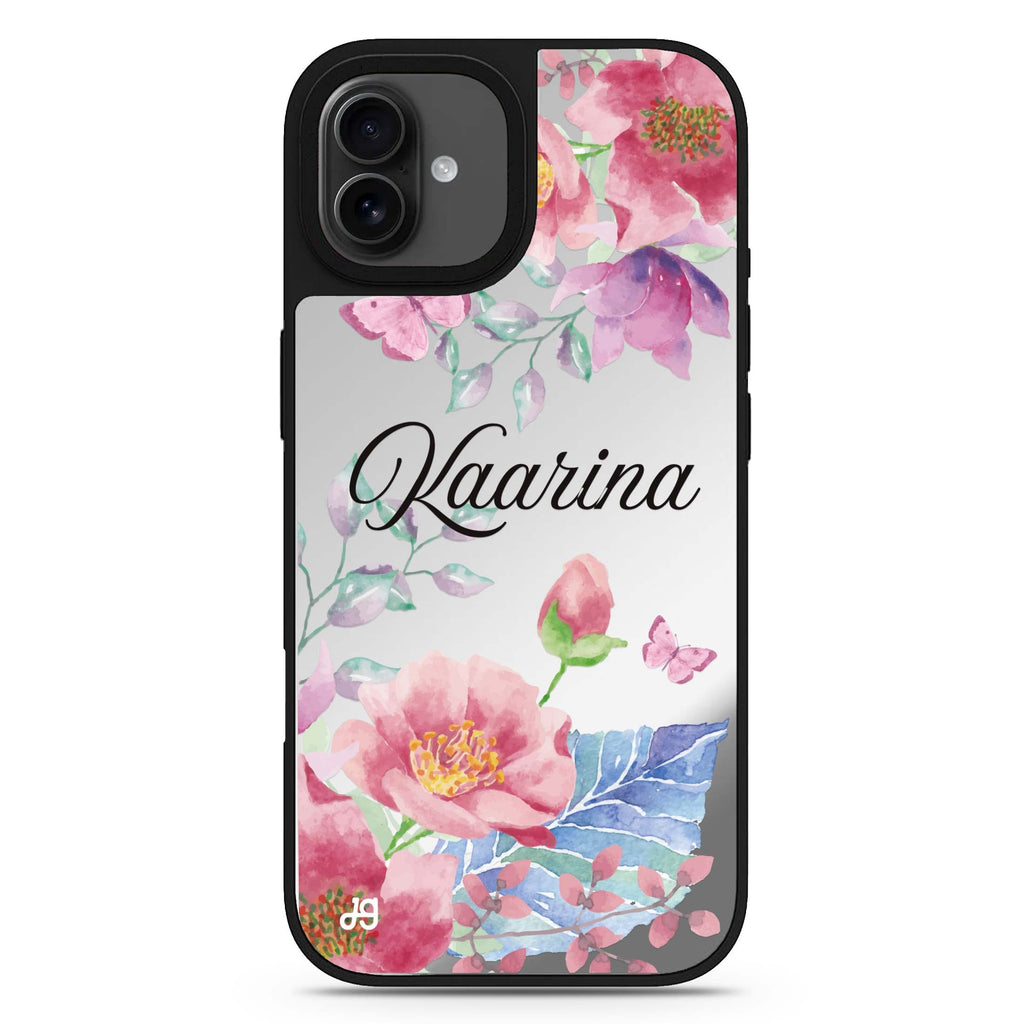 Butterfly Garden personalized name floral animal iPhone 17 mirror case