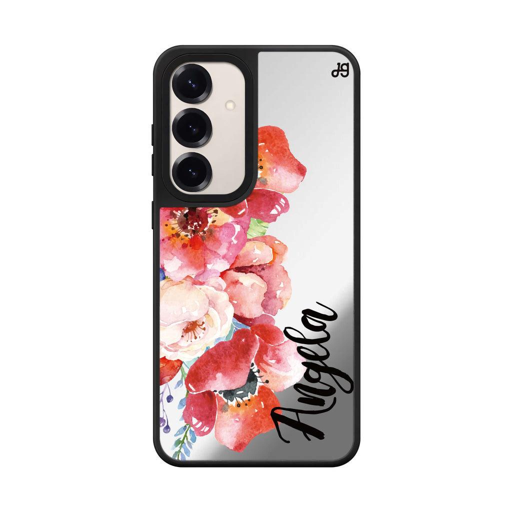 Custom name Poppies Samsung Galaxy mirror case front view