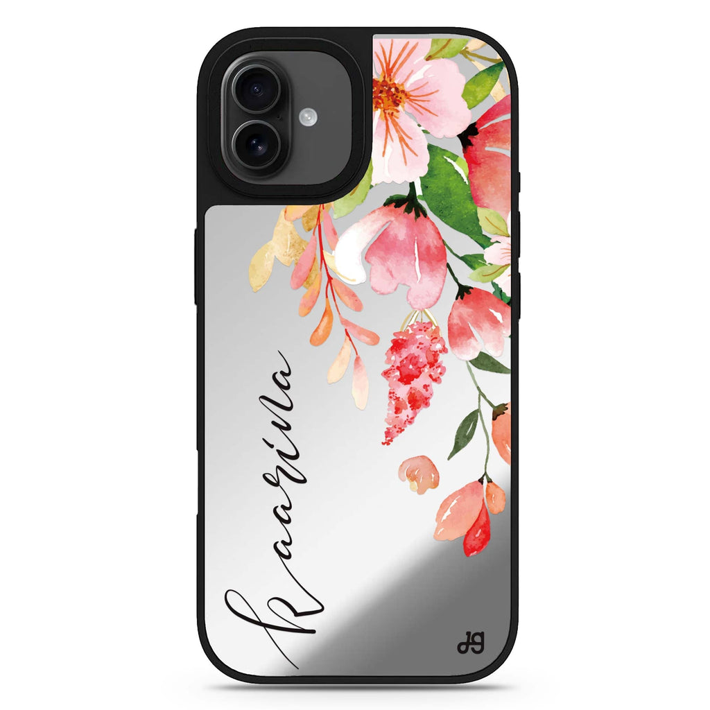 Watercolor Blossom personalized name floral abstract art iPhone 17 mirror case