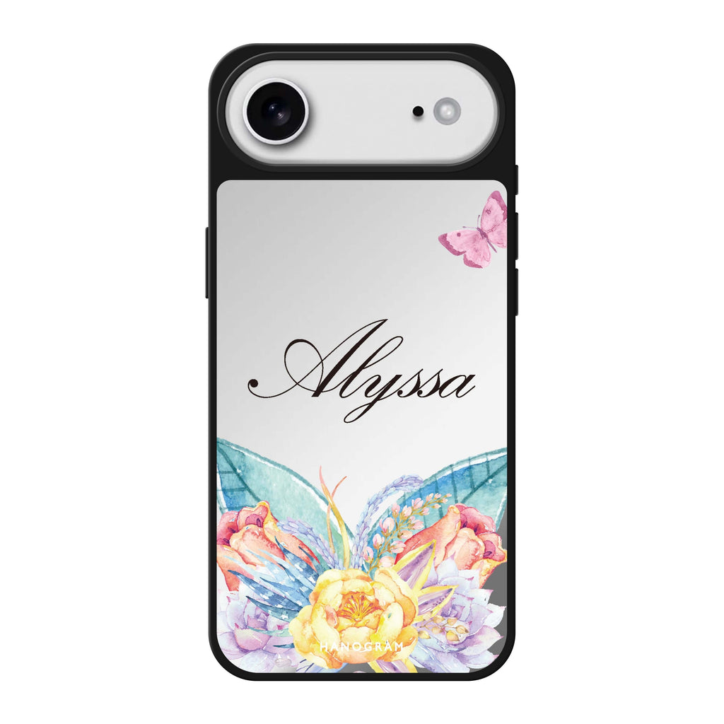 Butterfly and Abloom Rose 鏡面手機殼
