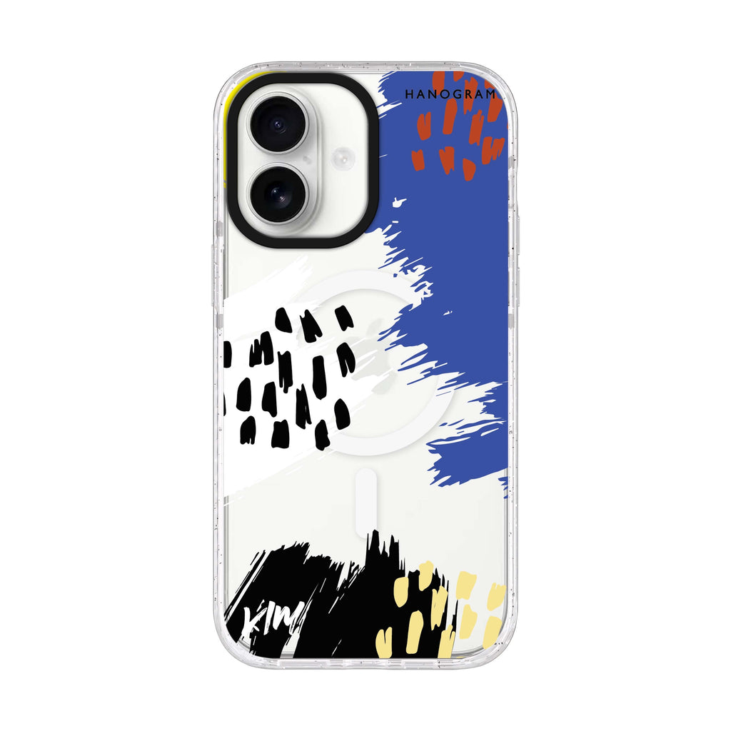 Trendy Abstract I personalized name iPhone 17 ultra clear MagSafe case, front product view