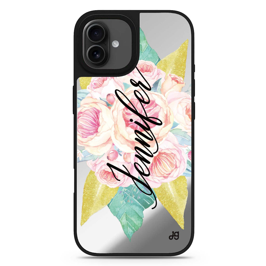 Abloom Rose personalized name floral design iPhone 17 mirror case