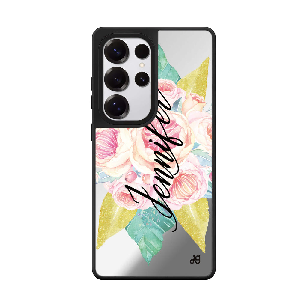 Custom Abloom Rose Samsung Galaxy S25 S24 S23 Ultra mirror case, front view