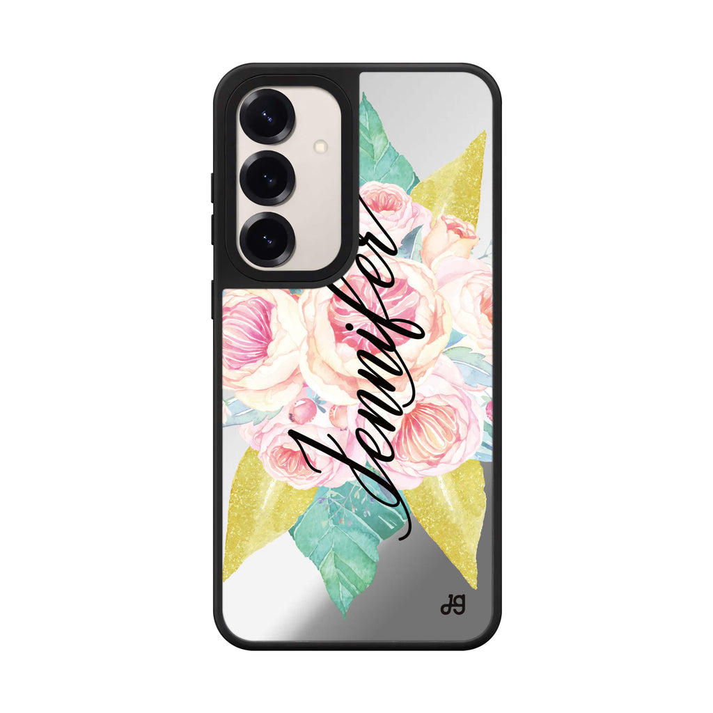 Custom name Abloom Rose Samsung Galaxy mirror case front view
