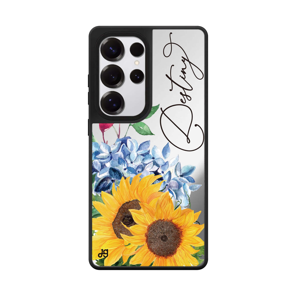 Custom Blooming Sunflower Samsung Galaxy S25 S24 S23 Ultra mirror case, front view