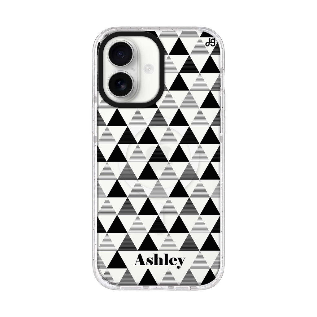 Triangles Seamless personalized name iPhone 17 ultra clear MagSafe case, front product view