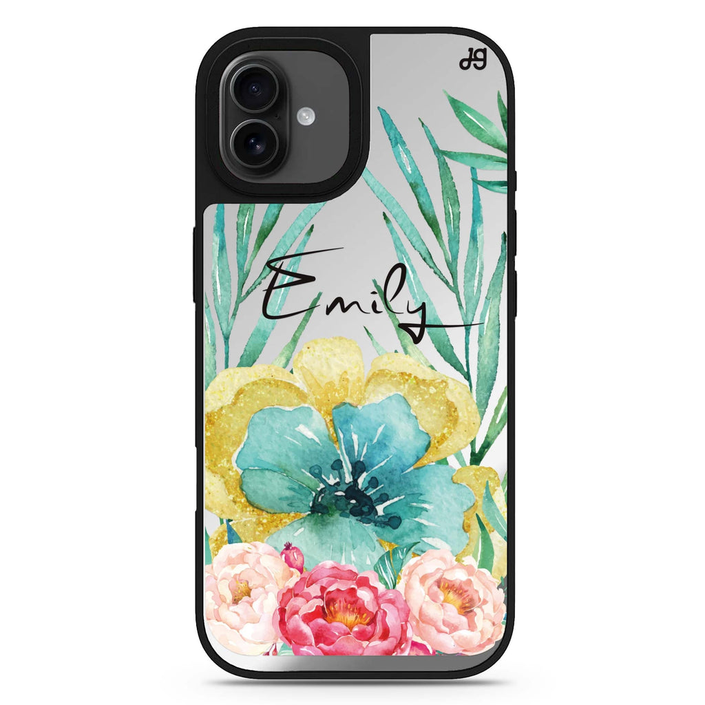 The Great Golden Flower personalized name floral design iPhone 17 mirror case