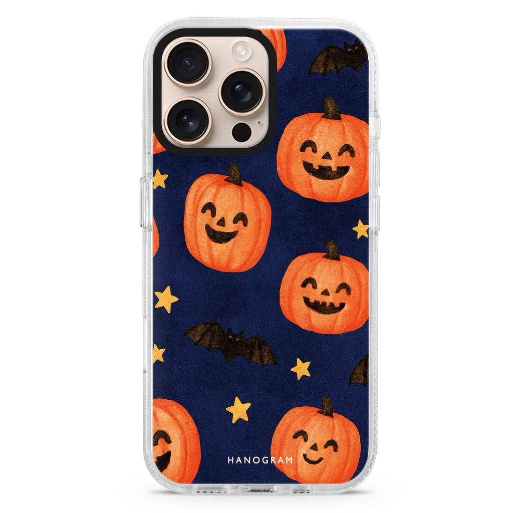 Jack-o-Lantern Galaxy iPhone 16 Pro Max Ultra Clear Case - front view