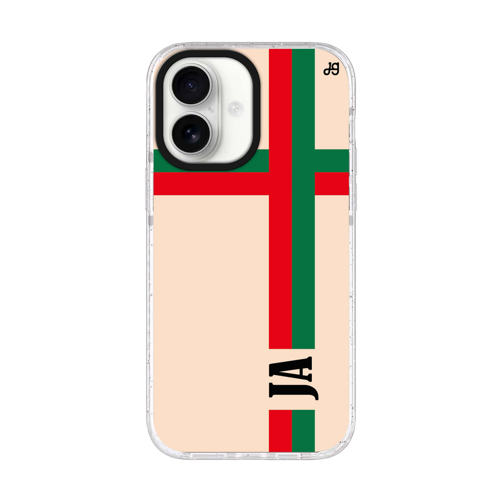 Matching Stripes personalized name iPhone 17 ultra clear MagSafe case, front product view