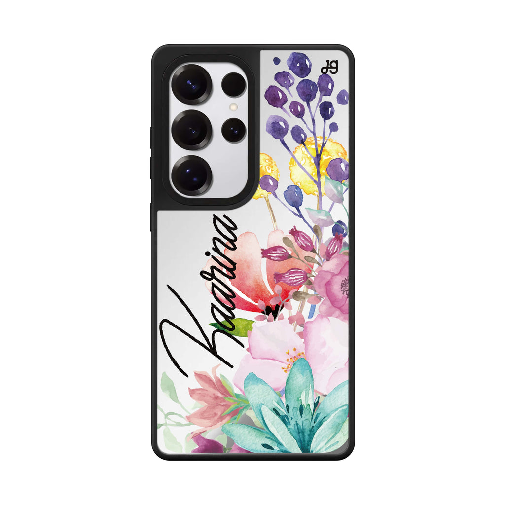 Custom Precious Garden Florals Samsung Galaxy S25 S24 S23 Ultra mirror case, front view