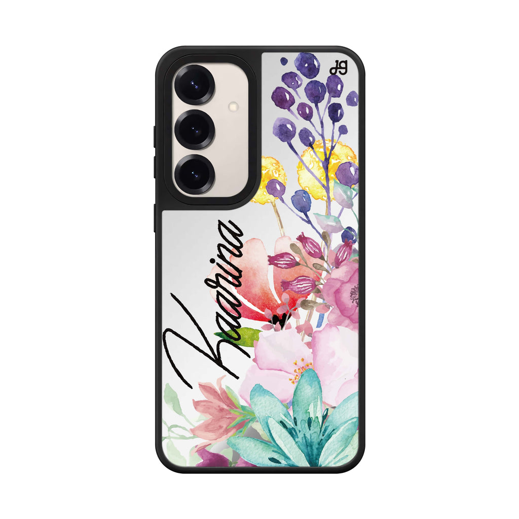 Custom name Precious Garden Florals Samsung Galaxy mirror case front view