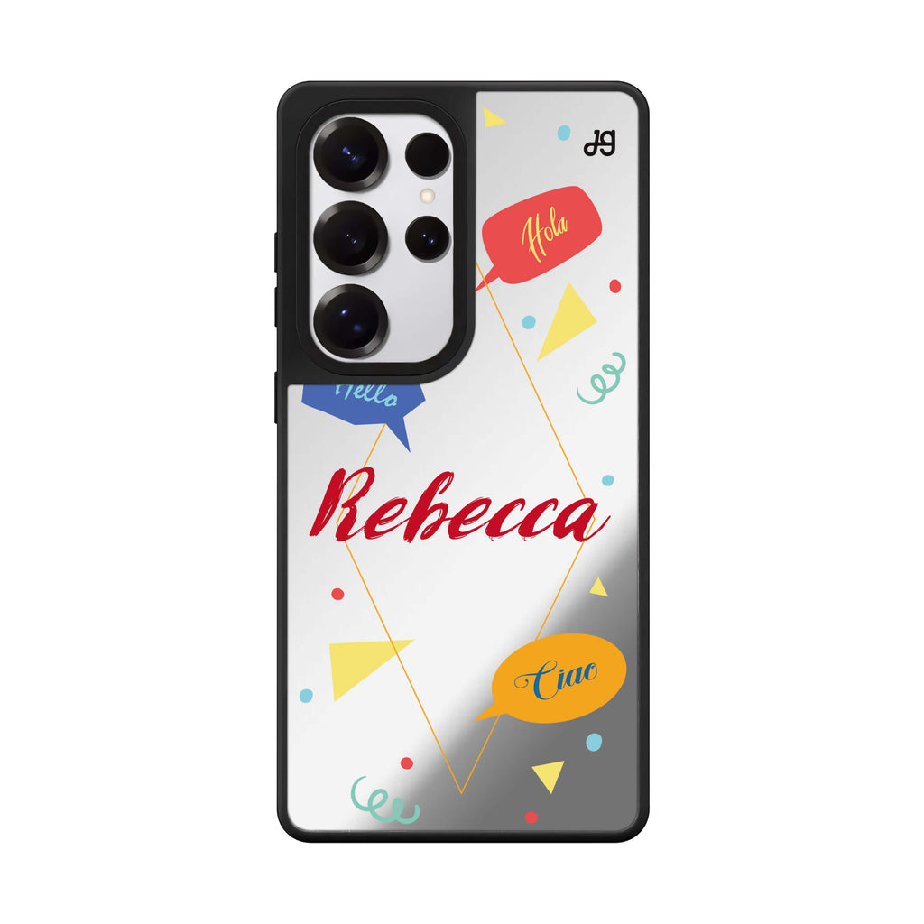 Custom Communicate Fun Samsung Galaxy S25 S24 S23 Ultra mirror case, front view