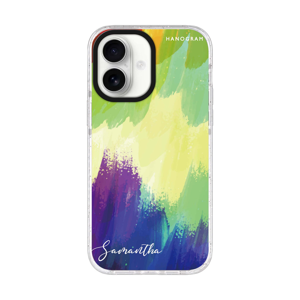 Watercolor Abstract personalized name iPhone 17 ultra clear MagSafe case, front product view