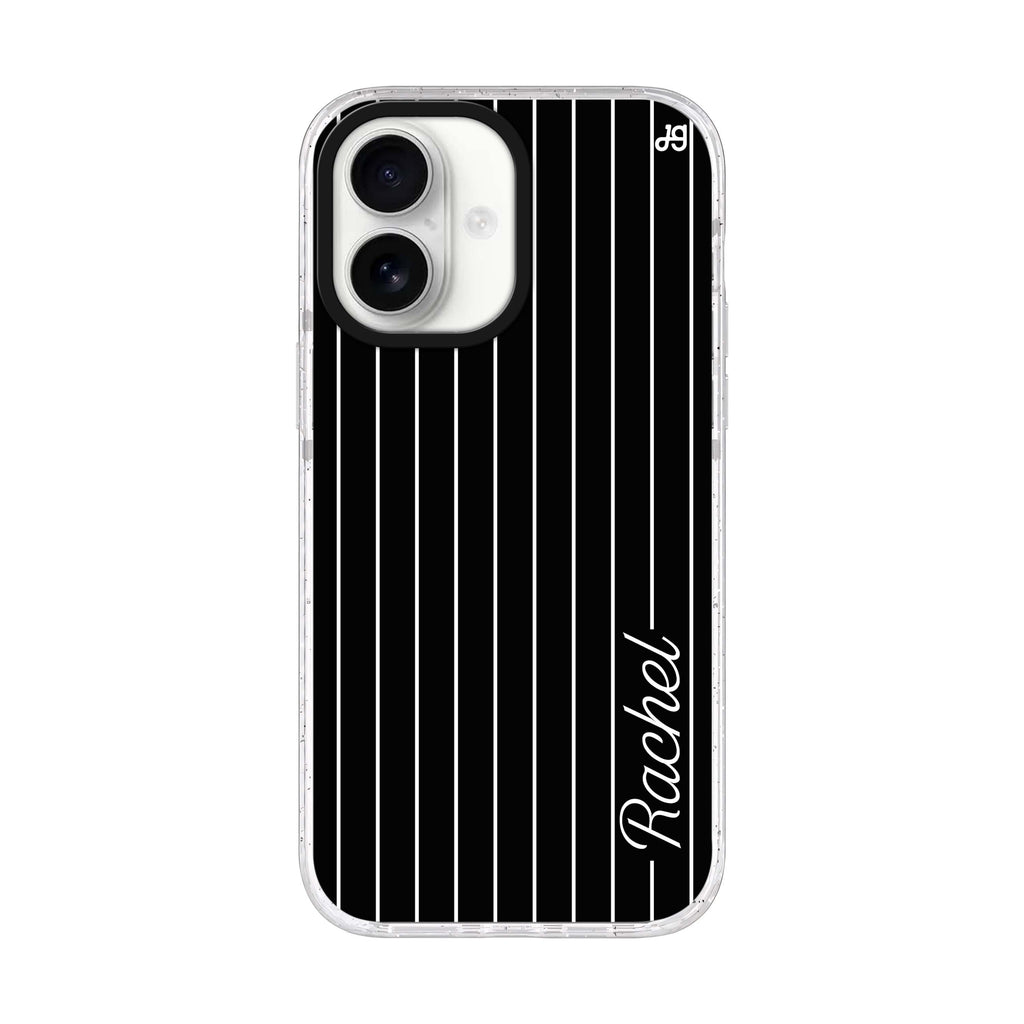 Stripes I personalized name iPhone 17 ultra clear MagSafe case, front product view
