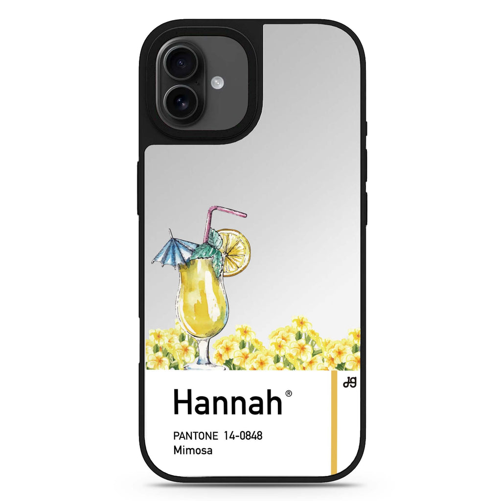 Mimosa I personalized name floral design iPhone 17 mirror case