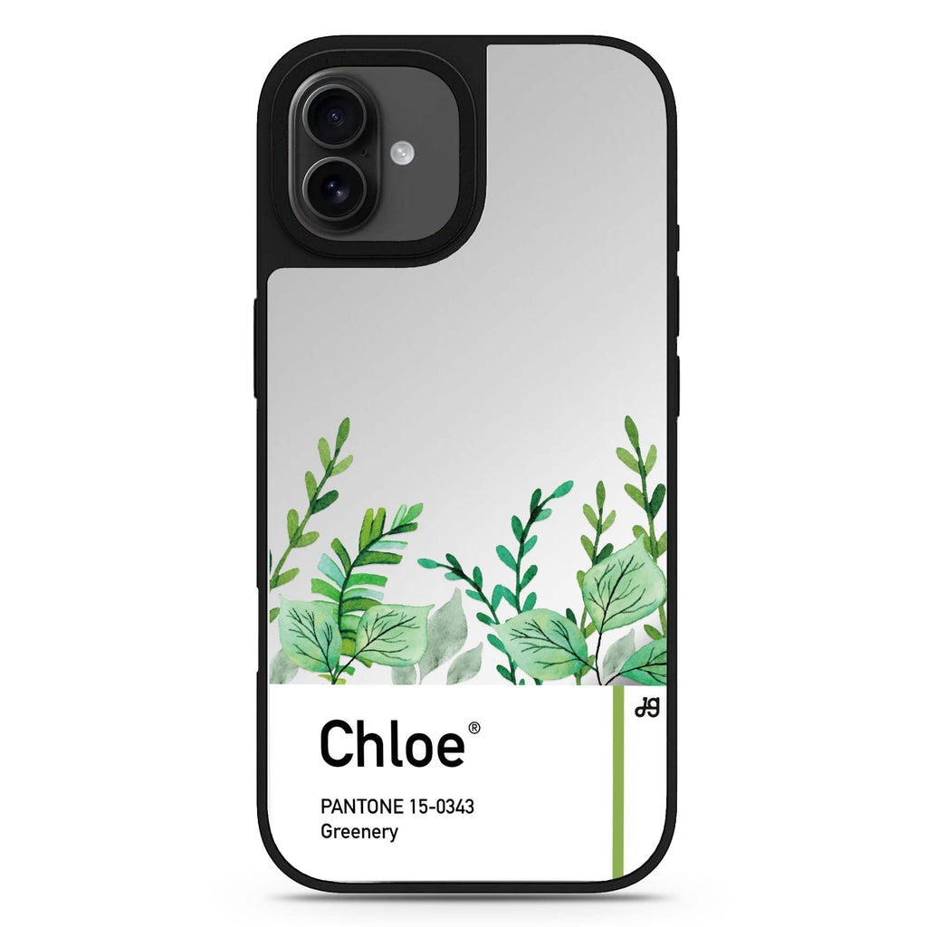 Greenery I personalized name iPhone 17 mirror case