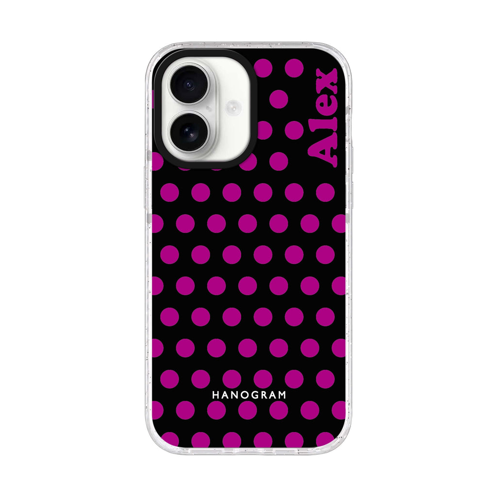 Wave Dots personalized name iPhone 17 ultra clear MagSafe case, front product view