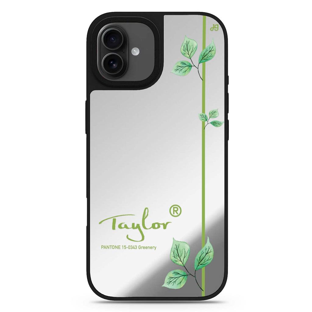 Greenery II personalized name iPhone 17 mirror case