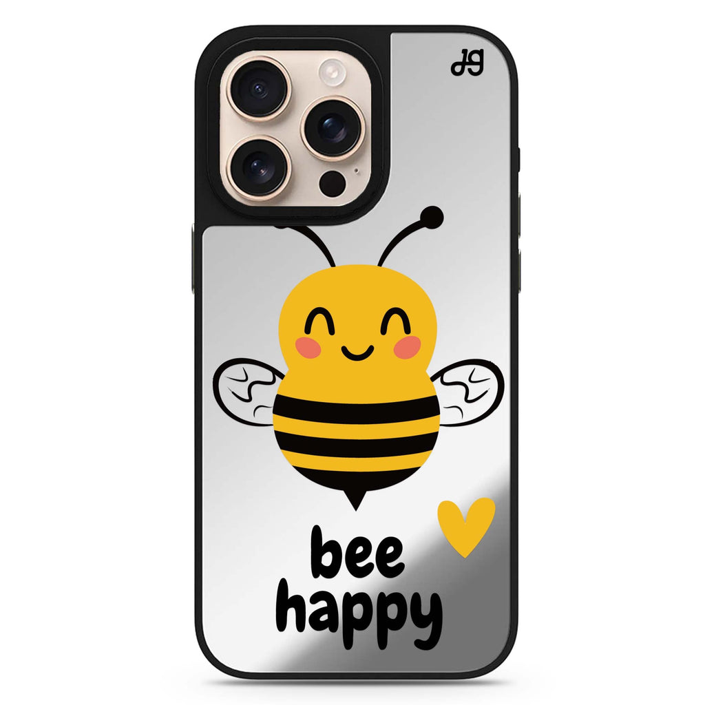 Happy Bee animal design iPhone 16/15/14 Pro Max & Pro mirror case