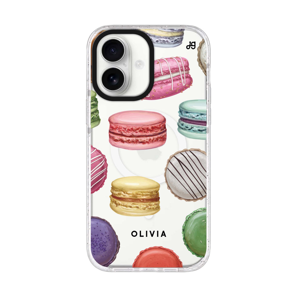 Macarons Land personalized name iPhone 17 ultra clear MagSafe case, front product view
