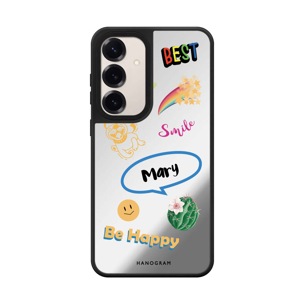 Custom name Positive Sticker Samsung Galaxy mirror case front view