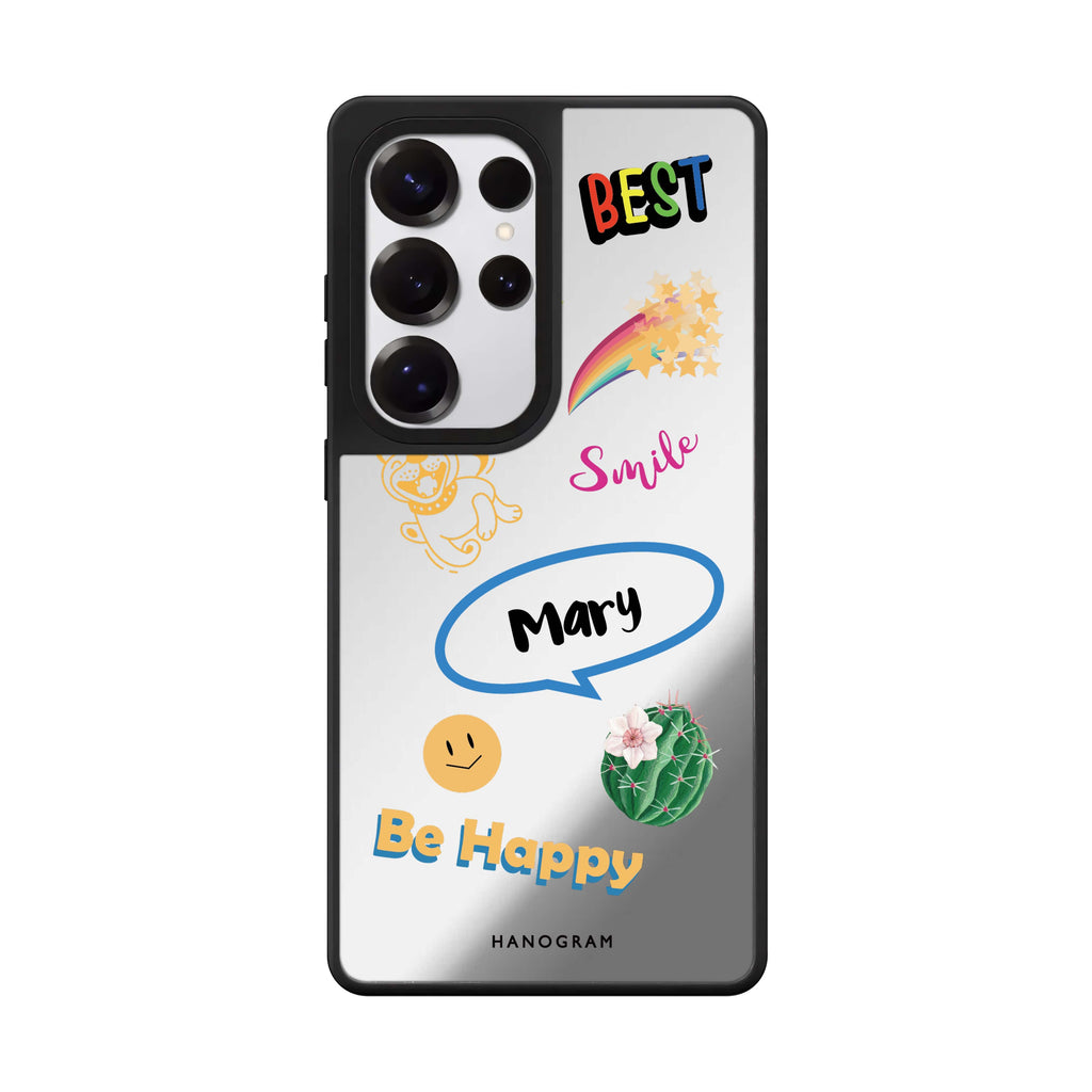 Custom Positive Sticker Samsung Galaxy S25 S24 S23 Ultra mirror case, front view