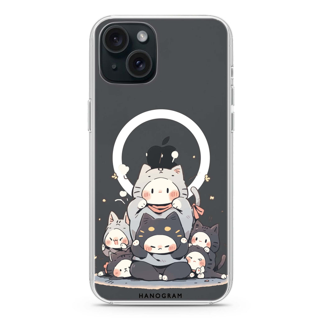 Feline Asana Lesson iPhone 15 Plus MagSafe Compatible Ultra Clear Case