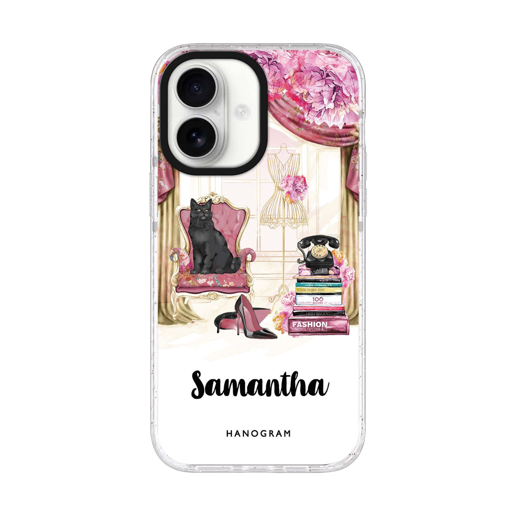 Vintage Fashion personalized name iPhone 17 ultra clear MagSafe case, front product view