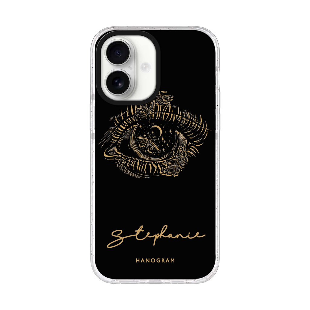 Impressive Eye II personalized name iPhone 17 ultra clear MagSafe case, front product view